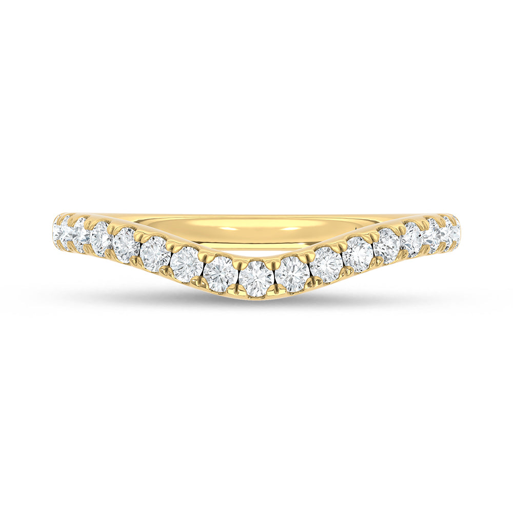 14K Yellow Gold Lab Grown Diamond 1/3 ct. tw. Chevron Band, side profile view showing the band