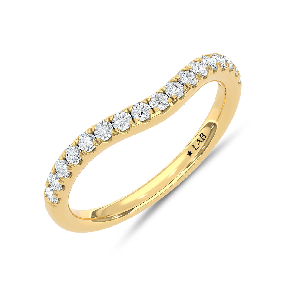 14K Yellow Gold Lab Grown Diamond 1/3 ct. tw. Chevron Band, top view of the diamonds