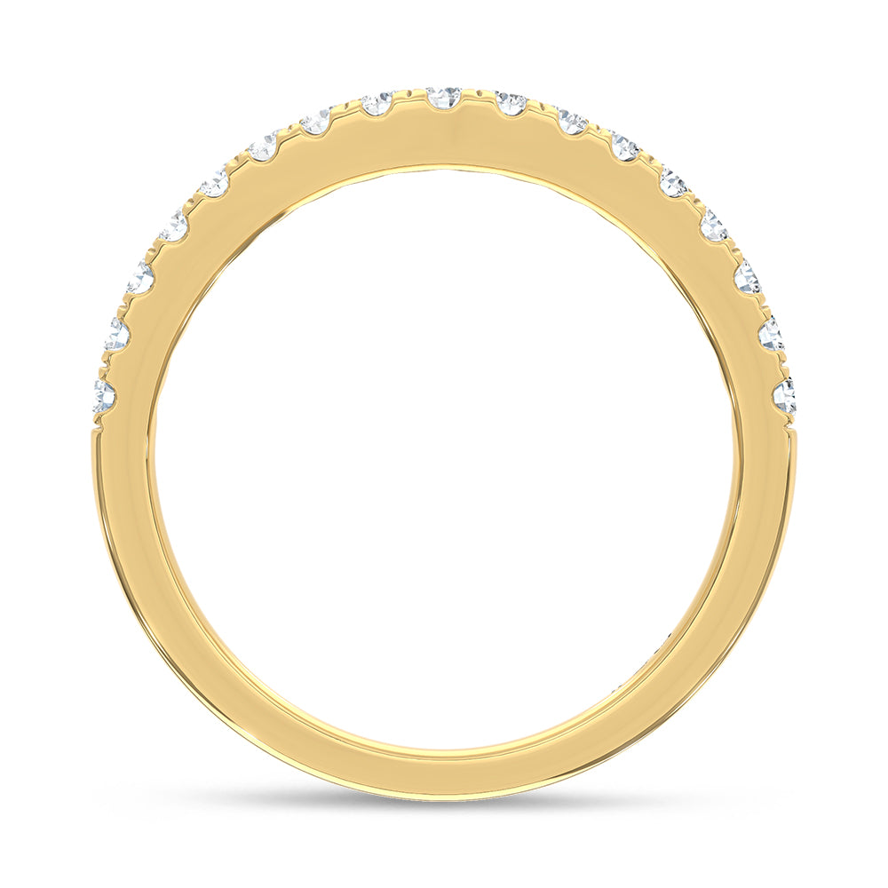 14K Yellow Gold Lab Grown Diamond 1/3 ct. tw. Chevron Band, close-up of the diamond setting