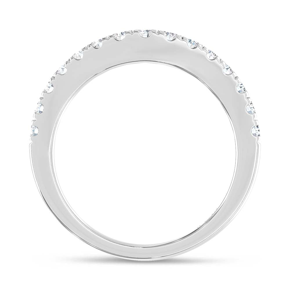 14K White Gold Lab Grown Diamond 1/2 ct. tw. Chevron Band, close-up of the diamond setting