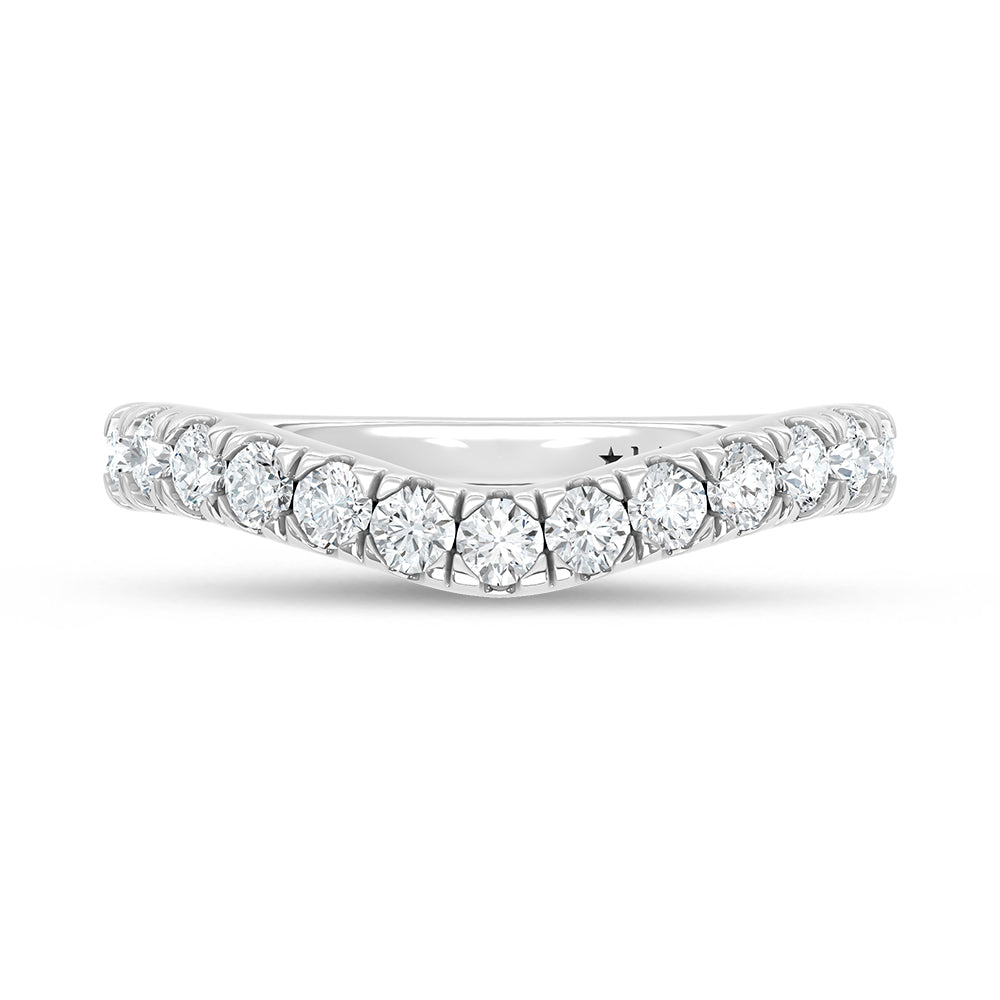 14K White Gold 3/4 ct. tw. Lab Grown Diamond Chevron Band, side profile view showing the band