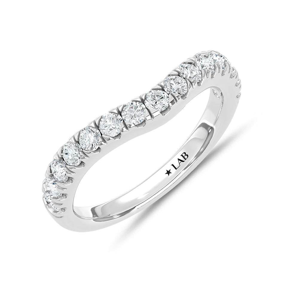 14K White Gold 3/4 ct. tw. Lab Grown Diamond Chevron Band, top view of the diamonds