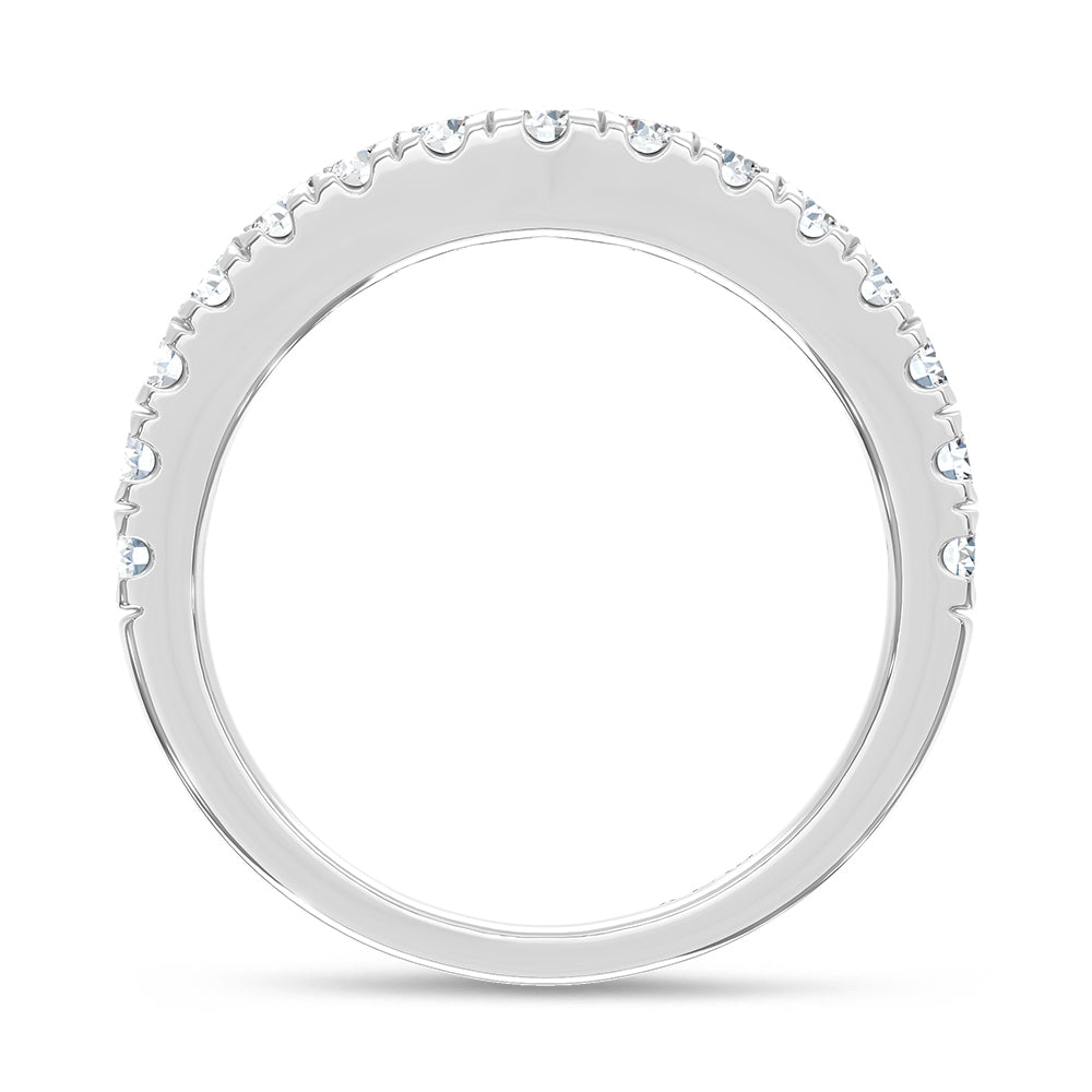 14K White Gold 3/4 ct. tw. Lab Grown Diamond Chevron Band, close-up of the diamond setting