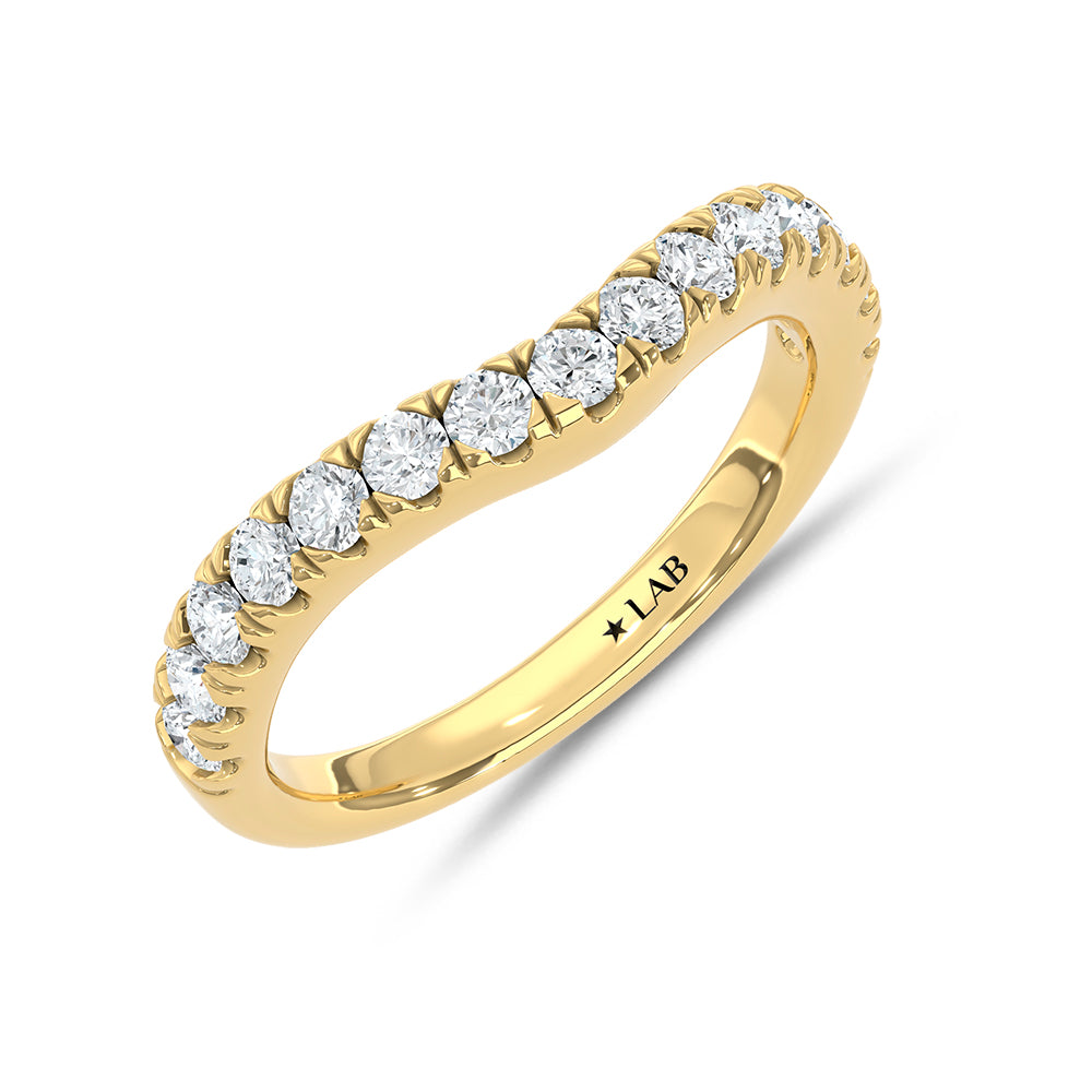 14K Yellow Gold 3/4 ct. tw. Lab Grown Diamond Chevron Band, top view of the diamonds