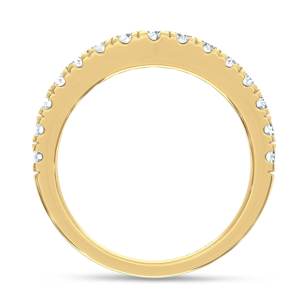 14K Yellow Gold 3/4 ct. tw. Lab Grown Diamond Chevron Band, close-up of the diamond setting