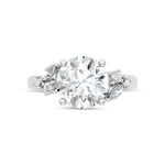 14K White Gold lab-grown diamond 3 1/4 ct.tw. round-shape engagement ring, close-up detail shot.
