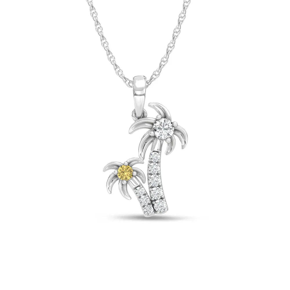 14K White Gold Lab Grown Diamond 1/4 Ct.Tw. Palm Tree Pendant  Picasso Gold & Diamond Jewelry