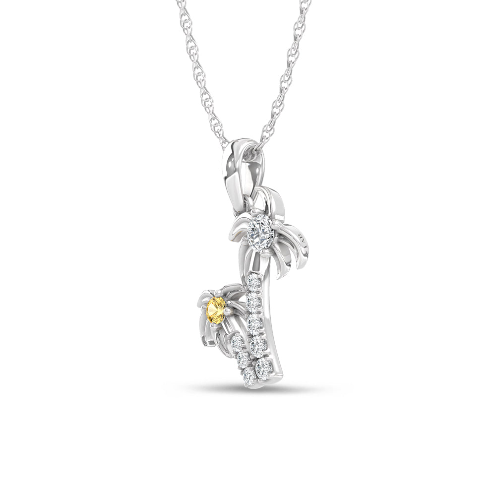 14K White Gold Lab Grown Diamond 1/4 Ct.Tw. Palm Tree Pendant  Picasso Gold & Diamond Jewelry