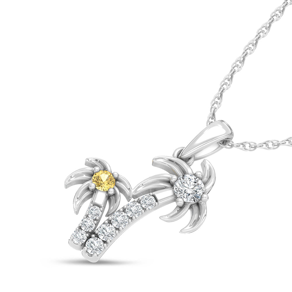14K White Gold Lab Grown Diamond 1/4 Ct.Tw. Palm Tree Pendant  Picasso Gold & Diamond Jewelry