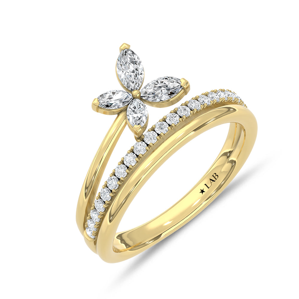 14K Yellow Gold Lab Grown Diamond 1/2 ct. tw. Fashion Ring, third design, top view of the diamonds