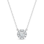 10K White Gold lab-grown diamond 1/4 ct.tw. round-shape pendant necklace, front view.