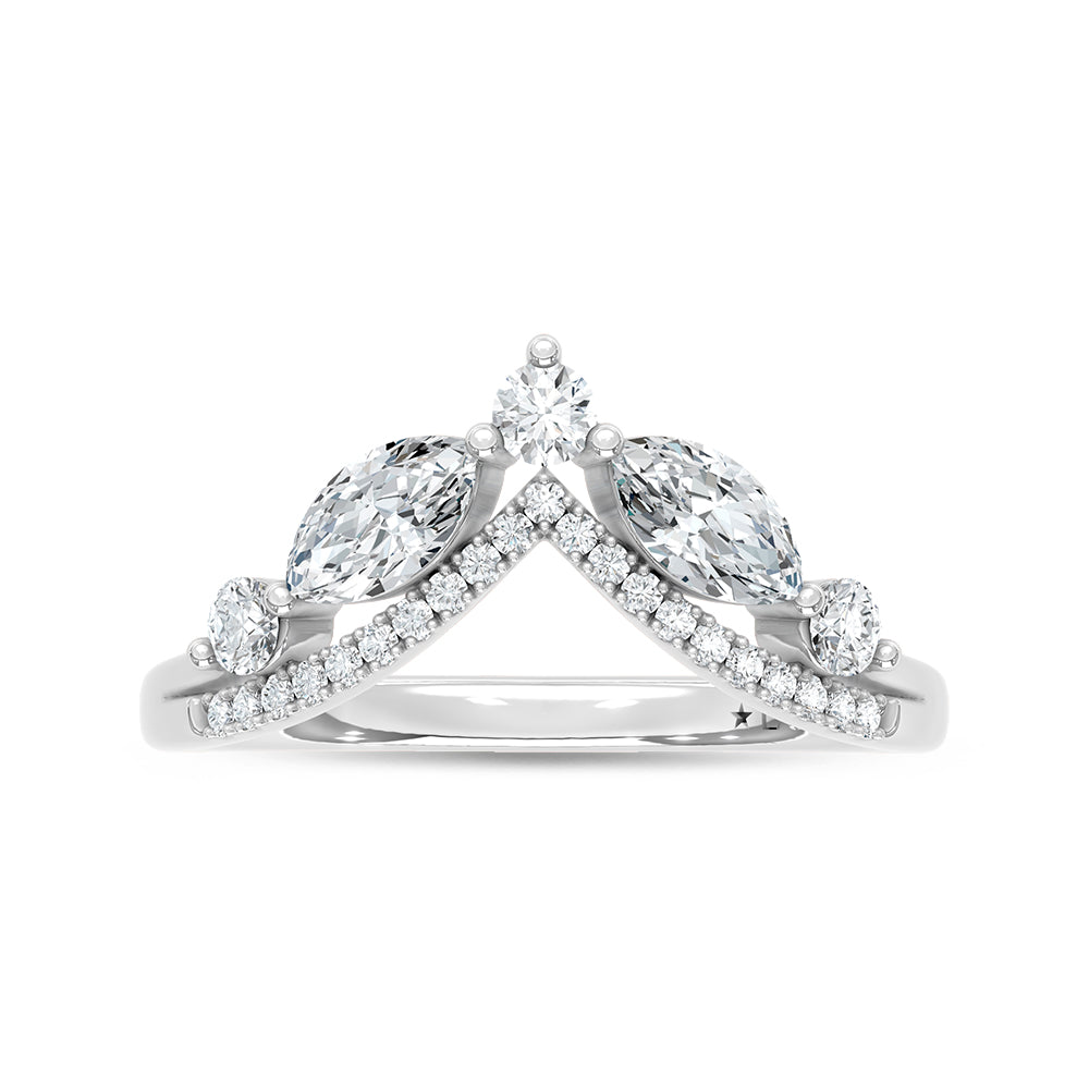 14K White Gold Lab Grown Diamond 3/4 ct. tw. Chevron Band, side profile view showing the band