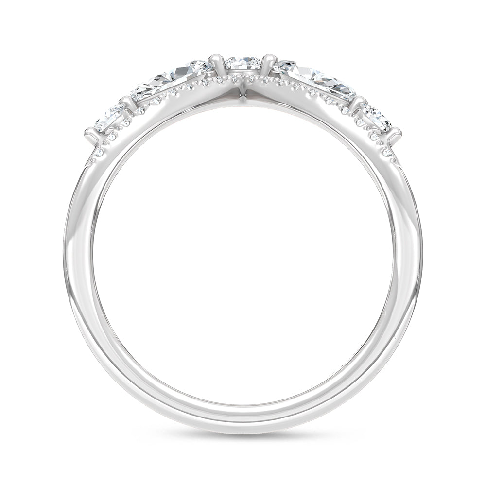 14K White Gold Lab Grown Diamond 3/4 ct. tw. Chevron Band, close-up of the diamond setting