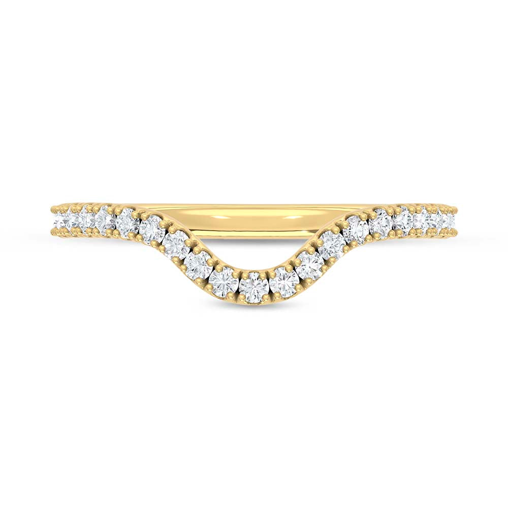 14K Yellow Gold Lab Grown Round Diamond 1/4 ct. tw. Chevron Band, side profile view showing the band