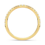 14K Yellow Gold Lab Grown Round Diamond 1/4 ct. tw. Chevron Band, close-up of the diamond setting