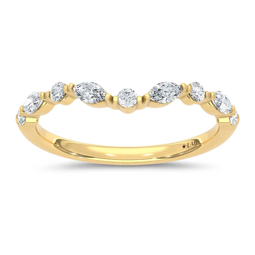 14K Yellow Gold Lab Grown Marquise and Round Diamond 1/3 ct. tw. Chevron Band | Picasso Gold & Diamond