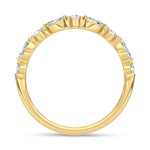 14K Yellow Gold Lab Grown Marquise and Round Diamond 1/3 ct. tw. Chevron Band, close-up of the diamond setting