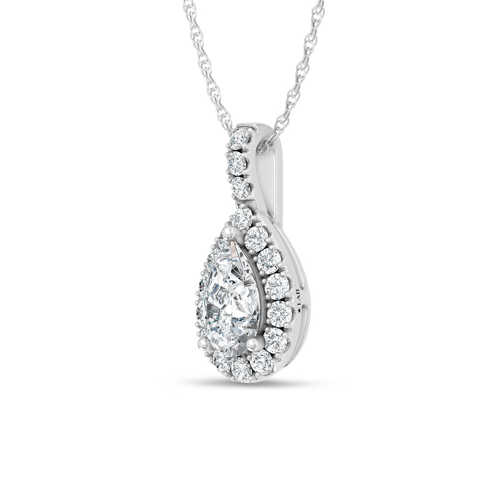 10K White Gold lab-grown diamond 5/8 ct.tw. fashion pendant, close-up detail shot.
