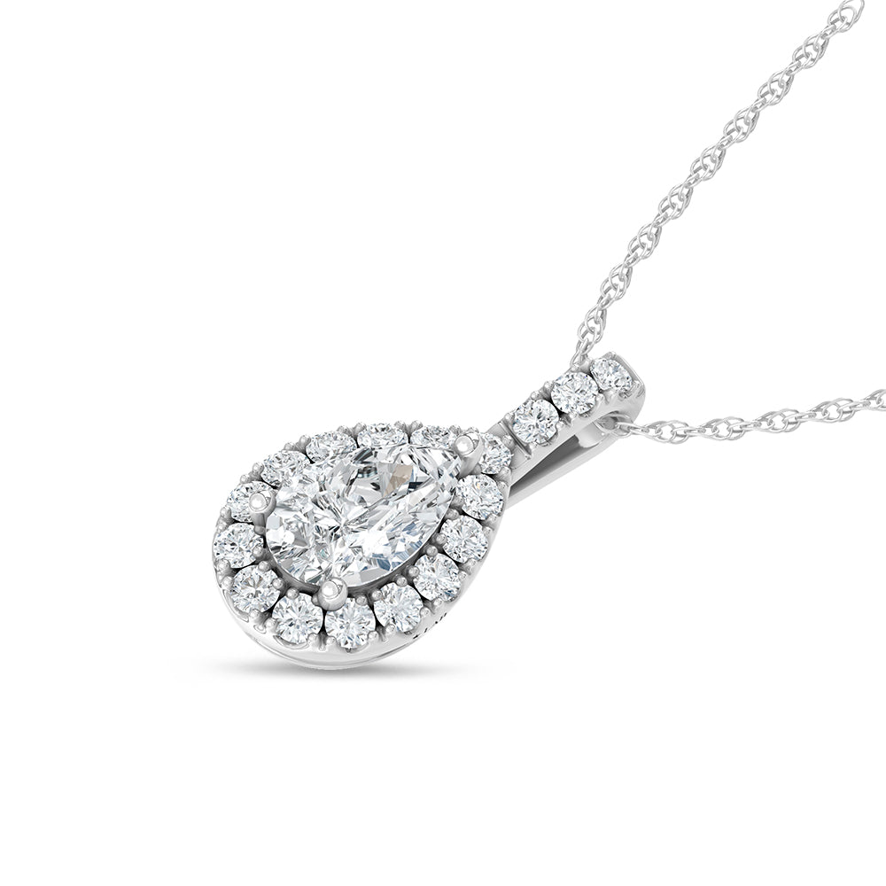 10K White Gold lab-grown diamond 5/8 ct.tw. fashion pendant, side profile view.