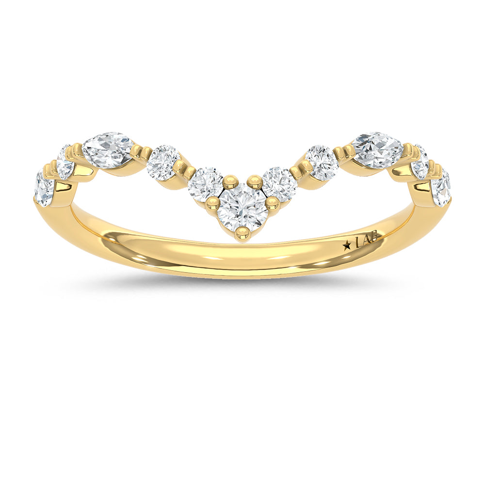 14K Yellow Gold Lab Grown Diamond 3/8 ct. tw. Chevron Band | Picasso Gold & Diamond