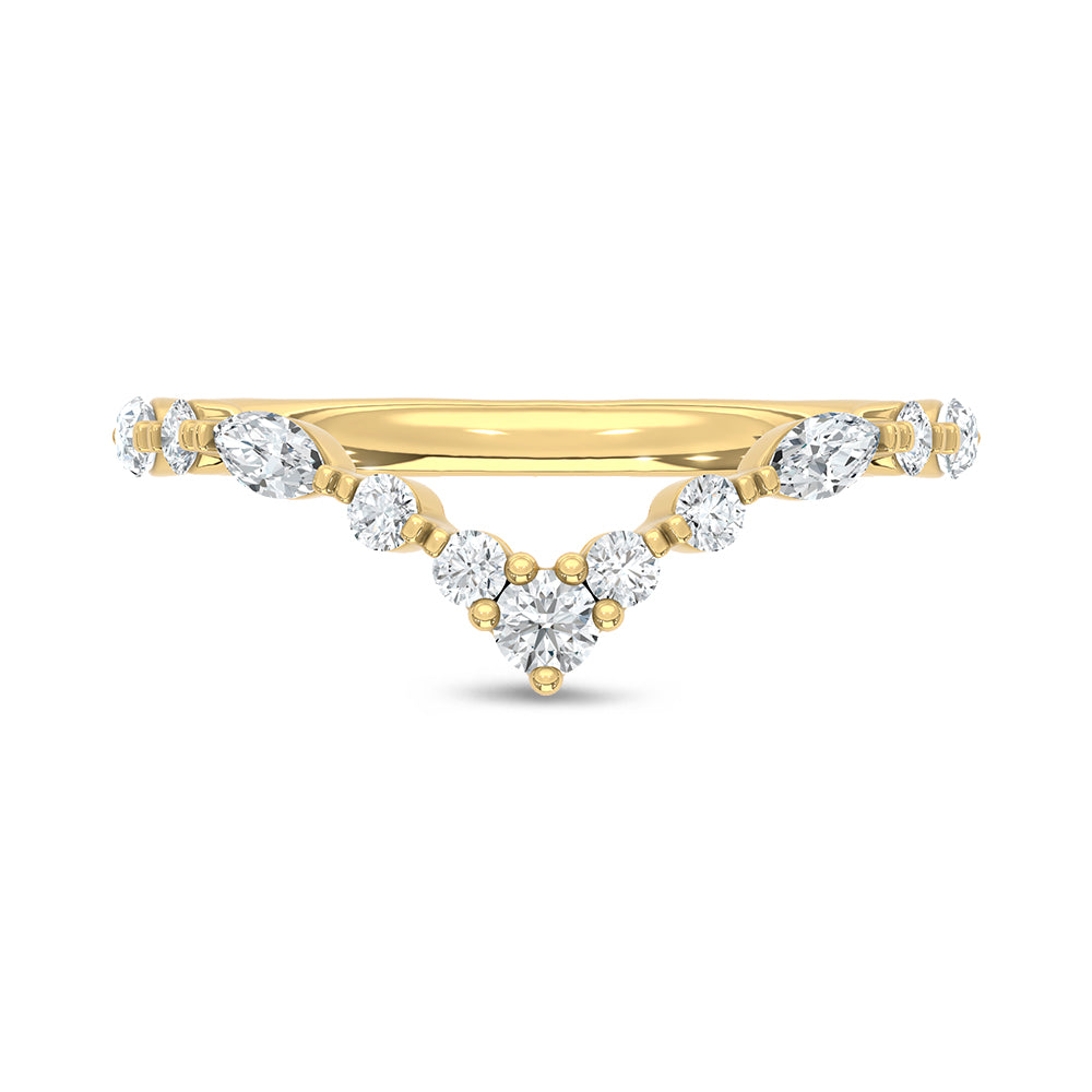 14K Yellow Gold Lab Grown Diamond 3/8 ct. tw. Chevron Band, side profile view showing the band