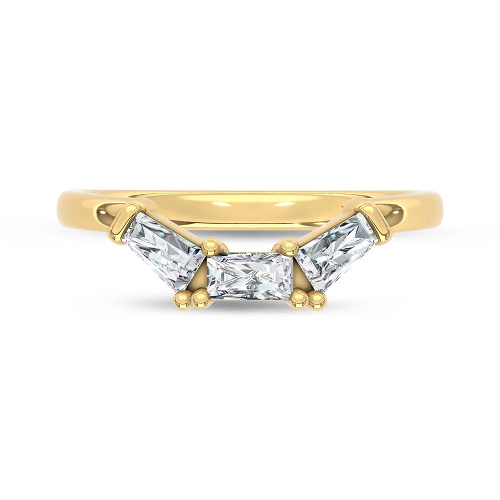 14K Yellow Gold Lab Grown Diamond 3/8 ct. tw. Chevron Band, side profile view showing the band