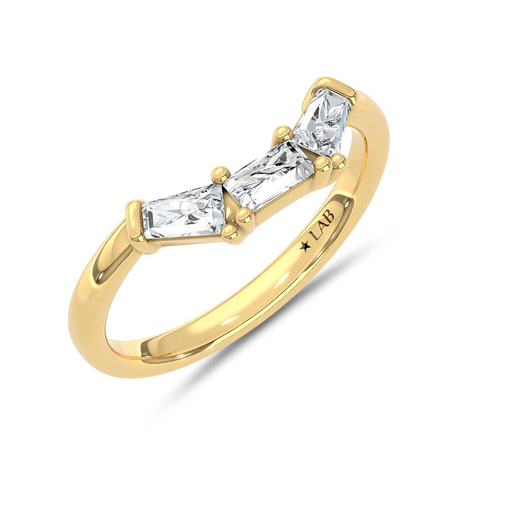 14K Yellow Gold Lab Grown Diamond 3/8 ct. tw. Chevron Band, top view of the diamonds