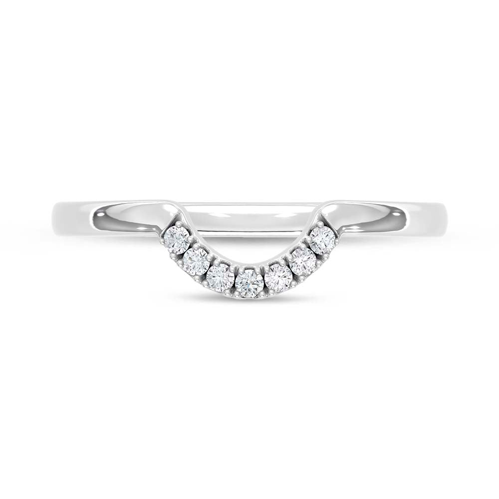 14K White Gold Lab Grown Round Diamond 1/20 ct. tw. Chevron Band, side profile view showing the band