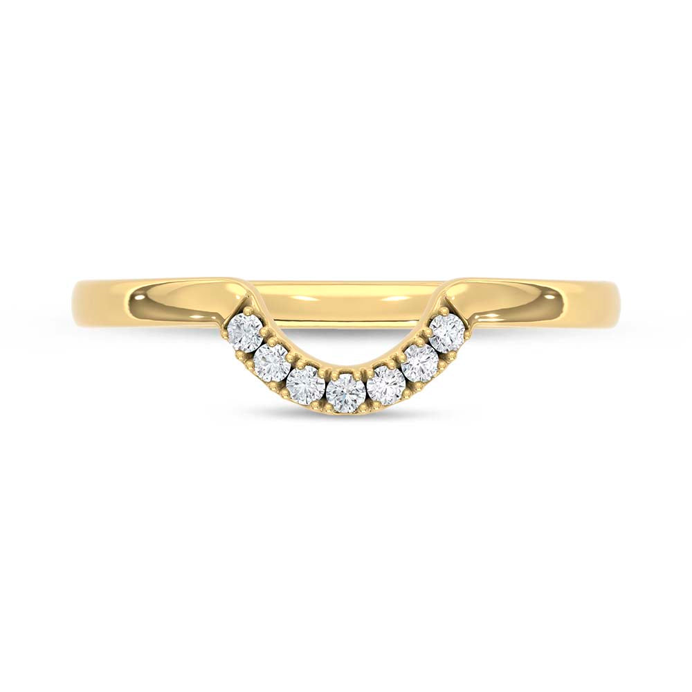 14K Yellow Gold Lab Grown Round Diamond 1/20 ct. tw. Chevron Band, side profile view showing the band