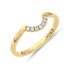 14K Yellow Gold Lab Grown Round Diamond 1/20 ct. tw. Chevron Band, top view of the diamonds