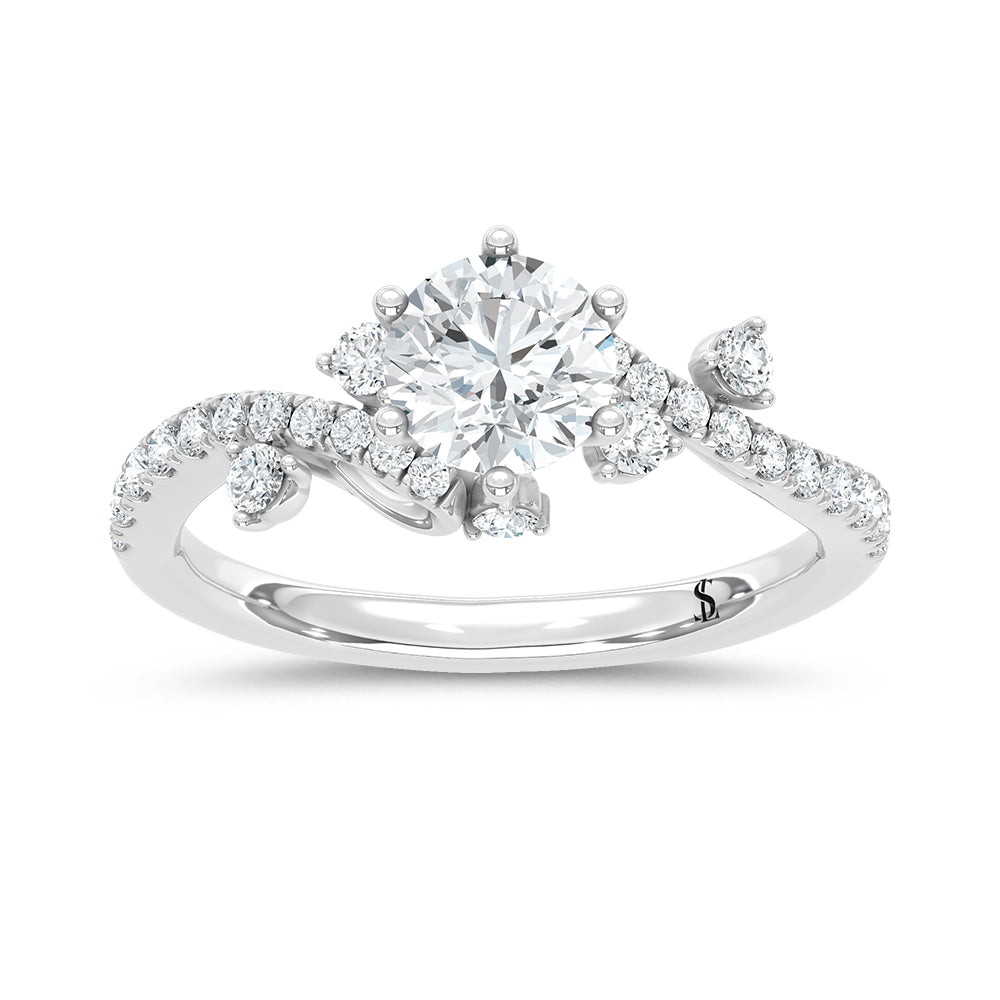 14K White Gold IGI-certified lab-grown diamond 1 3/8 ct.tw. round-shape engagement ring, front view | Picasso Gold & Diamond Jewelry.