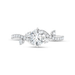 14K White Gold IGI-certified lab-grown diamond 1 3/8 ct.tw. round-shape engagement ring, close-up detail shot.