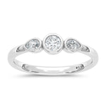 14K White Gold lab-grown diamond 1/4 ct.tw. three-stone ring, front view | Picasso Gold & Diamond Jewelry.