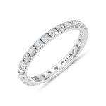 14K White Gold Lab Grown Diamond 1 ct. tw. Round Shape Anniversary Band, top view of the diamonds
