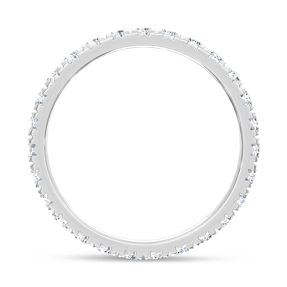 14K White Gold Lab Grown Diamond 1 ct. tw. Round Shape Anniversary Band, close-up of the diamond setting