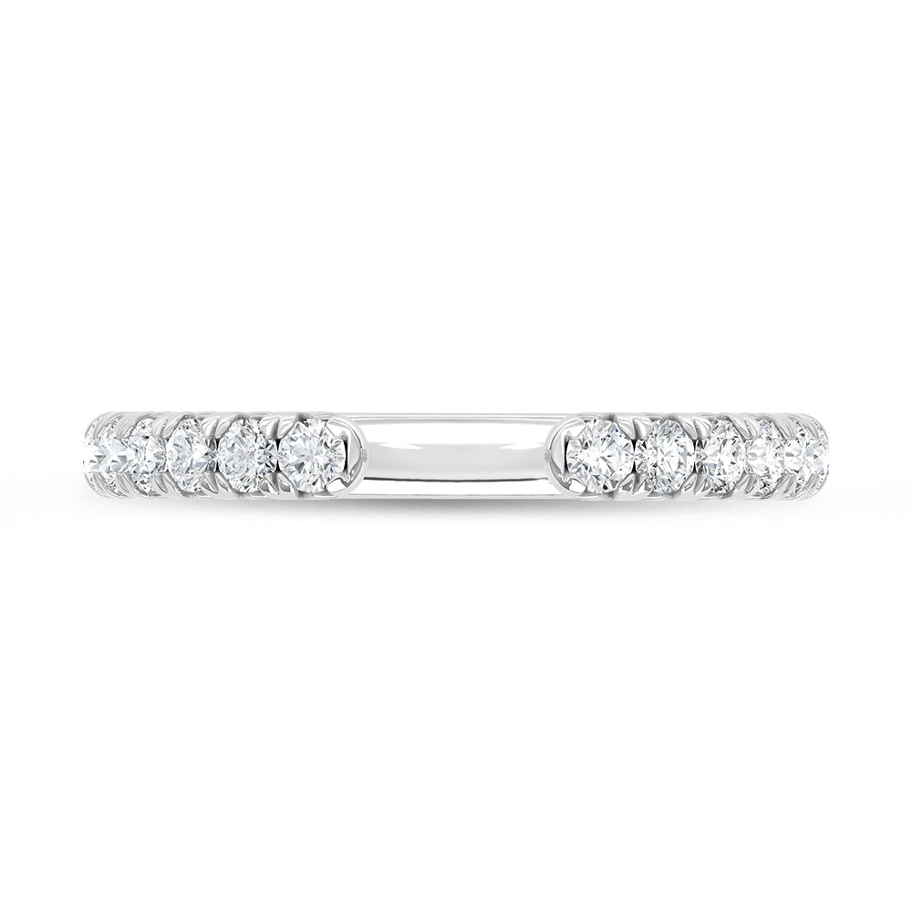 14K White Gold lab-grown diamond 1/2 Ct. fashion band, top-down view of the stone.