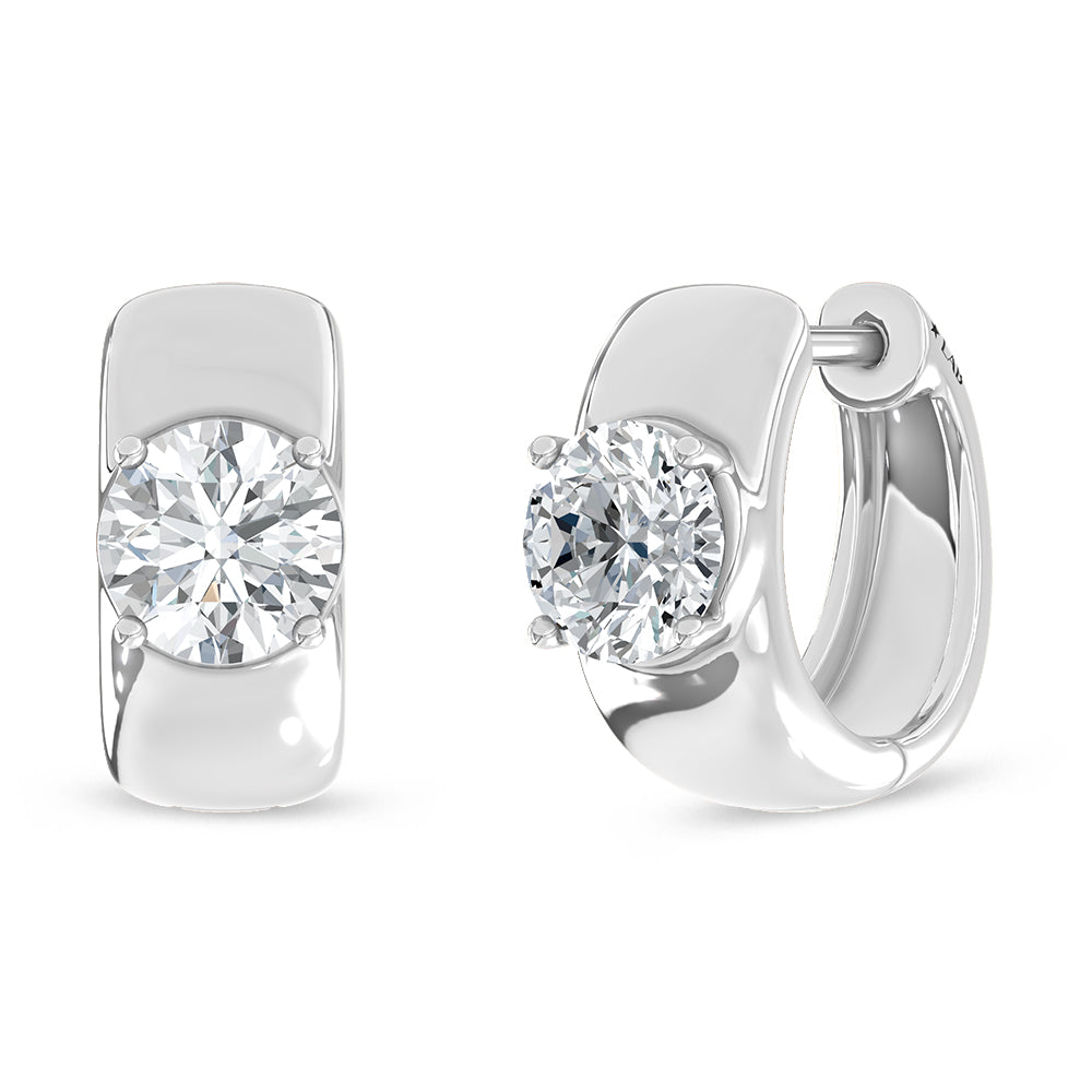 Lab Grown Solitaire Diamond Huggie Hoop Earring | Picasso Gold & Diamond | Complimentary Shipping across USA