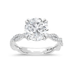 14K White Gold lab-grown diamond 3 1/3 ct.tw. round-shape engagement ring, front view.
