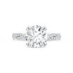 14K White Gold lab-grown diamond 3 1/3 ct.tw. round-shape engagement ring, close-up detail shot.