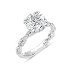 14K White Gold lab-grown diamond 3 1/3 ct.tw. round-shape engagement ring, side profile view.