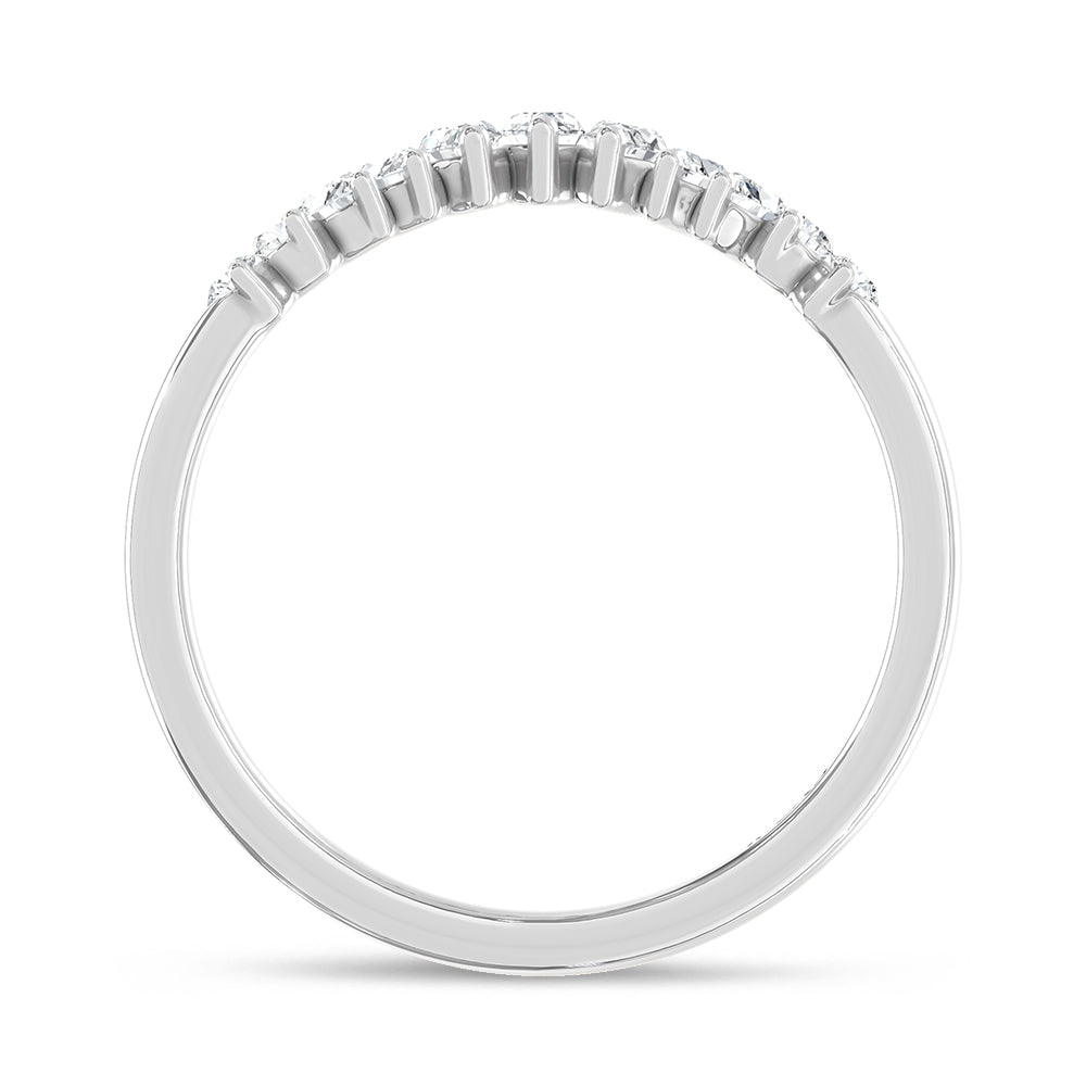 14K White Gold Lab Grown Diamond 1/3 ct. tw. Chevron Band, close-up of the diamond setting