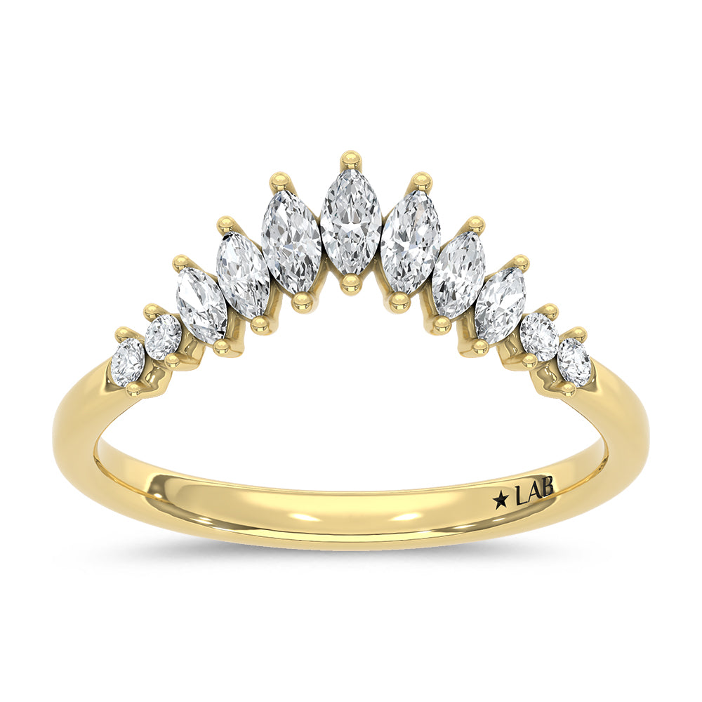 14K Yellow Gold Lab Grown Diamond 1/3 ct. tw. Chevron Band, top view of the diamonds