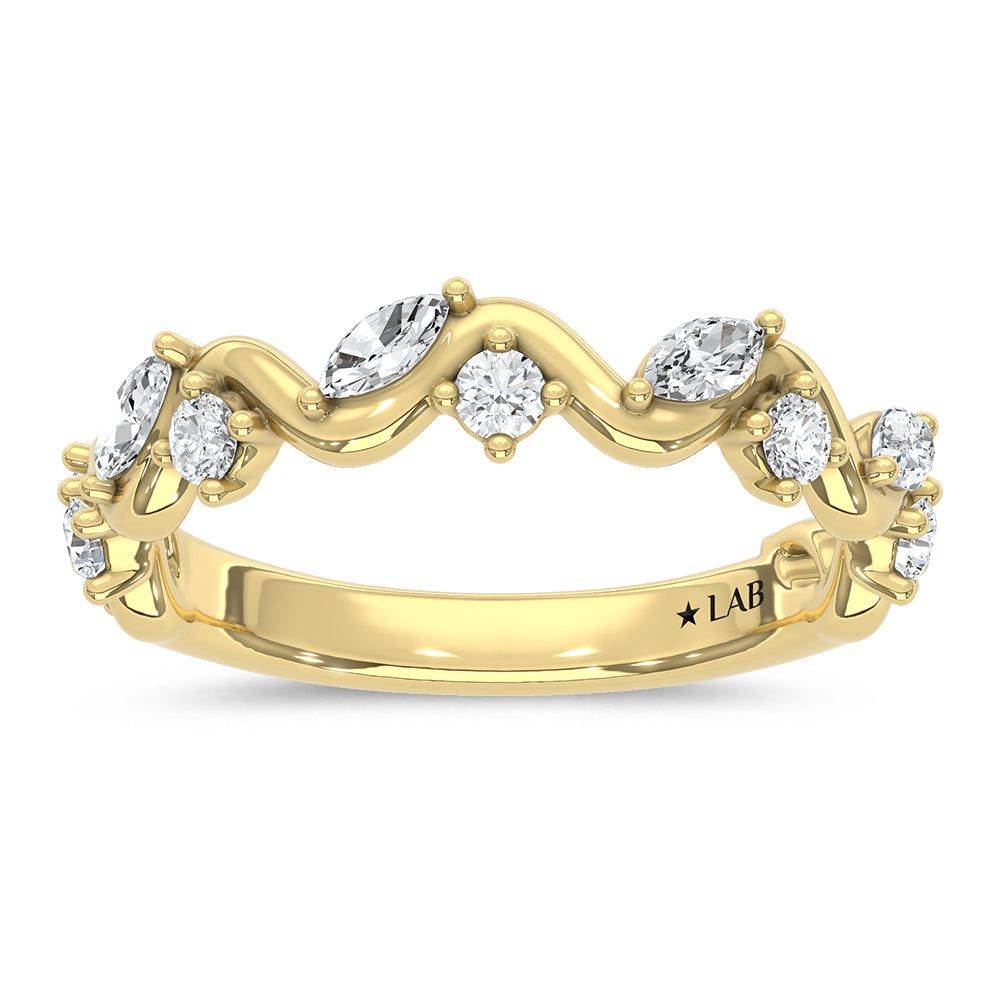 14K Yellow Gold Lab Grown Diamond 1/2 ct. tw. Fashion Band, close-up of the diamond setting