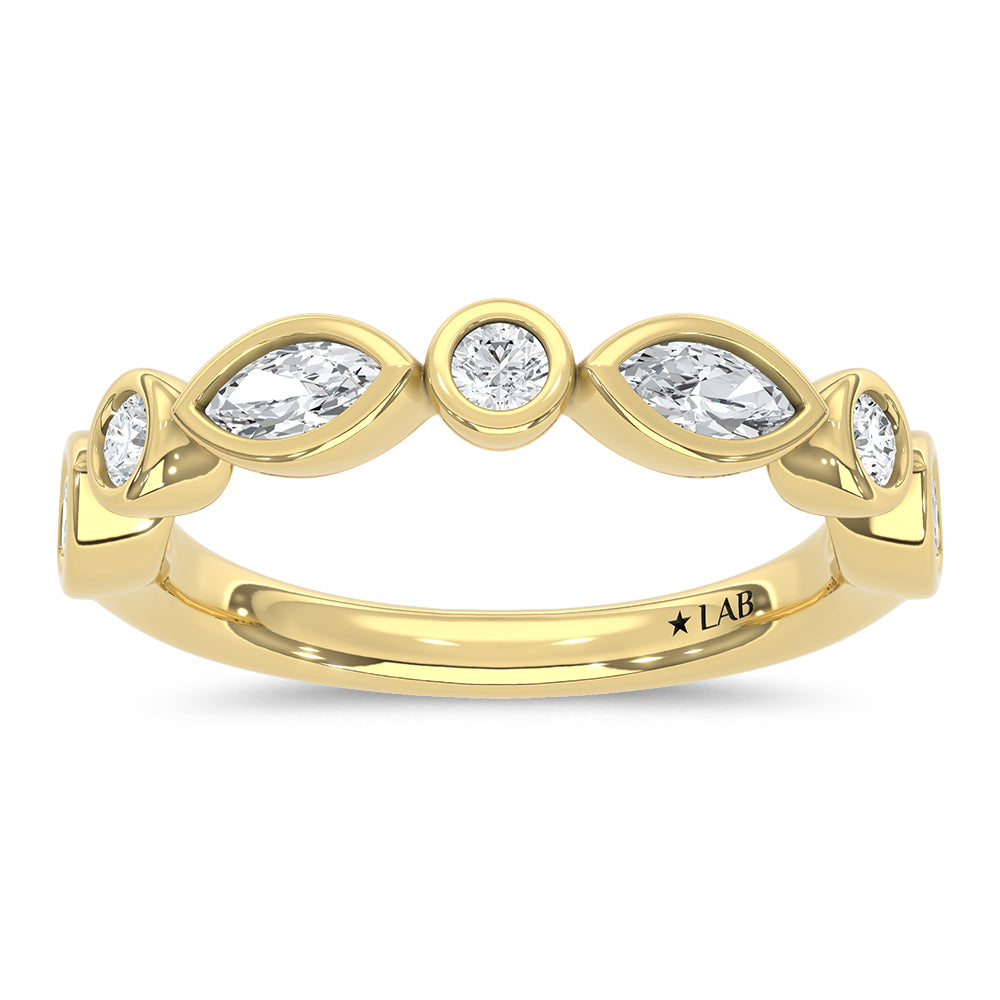 14K Yellow Gold Lab Grown Diamond 3/4 ct. tw. Fashion Band, close-up of the diamond setting