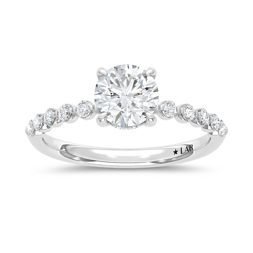 14K White Gold lab-grown diamond 1 1/3 ct.tw. round-shape engagement ring, front view | Picasso Gold & Diamond Jewelry.