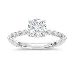 14K White Gold lab-grown diamond 1 1/3 ct.tw. round-shape engagement ring, front view | Picasso Gold & Diamond Jewelry.