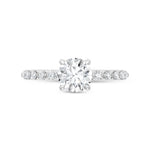 14K White Gold lab-grown diamond 1 1/3 ct.tw. round-shape engagement ring, close-up detail shot.