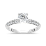 10K White Gold lab-grown diamond 1 ct.tw. round-shape engagement ring, front view.