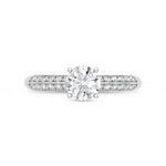 10K White Gold lab-grown diamond 1 ct.tw. round-shape engagement ring, close-up detail shot.