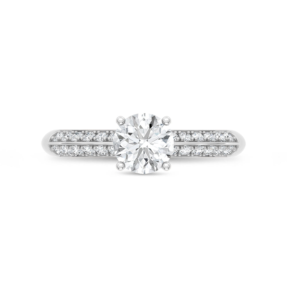10K White Gold lab-grown diamond 1 ct.tw. round-shape engagement ring, close-up detail shot.